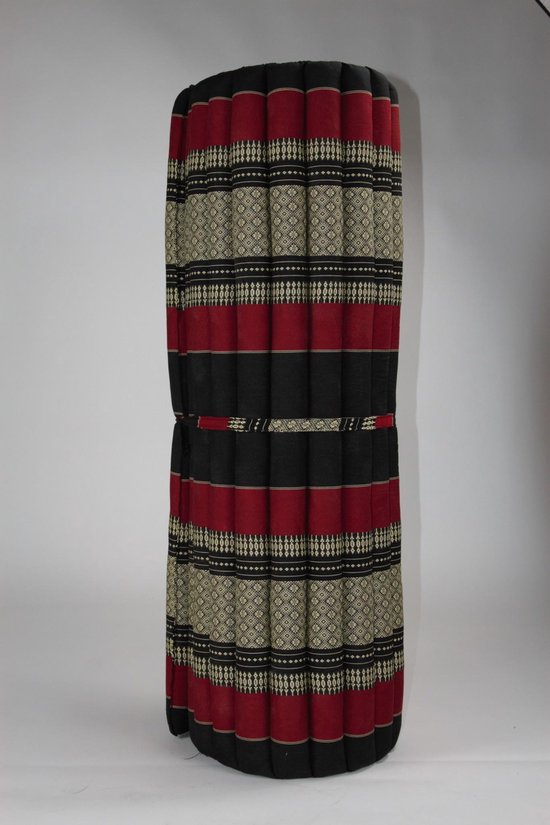 Fine Asianliving Thaise Mat Oprolbaar Matras 200x100x4.5cm Zwart Rood Meditatie Mat Matras van Fine Asianliving