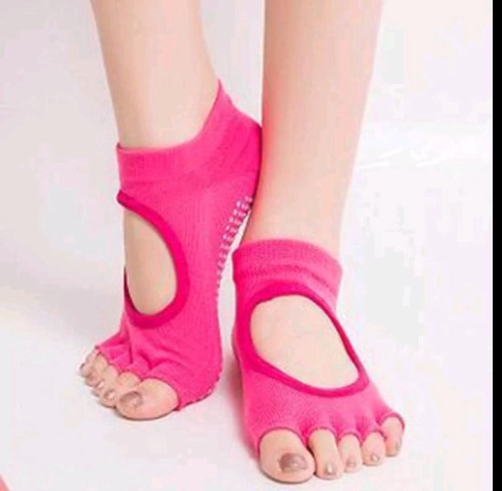 Finnacle - Open Teen - Open Instap - Antislip - Sport - Vrouwelijke Yoga Sokken - Maat: 34 - 39 (EUR) - Magenta van Merkloos