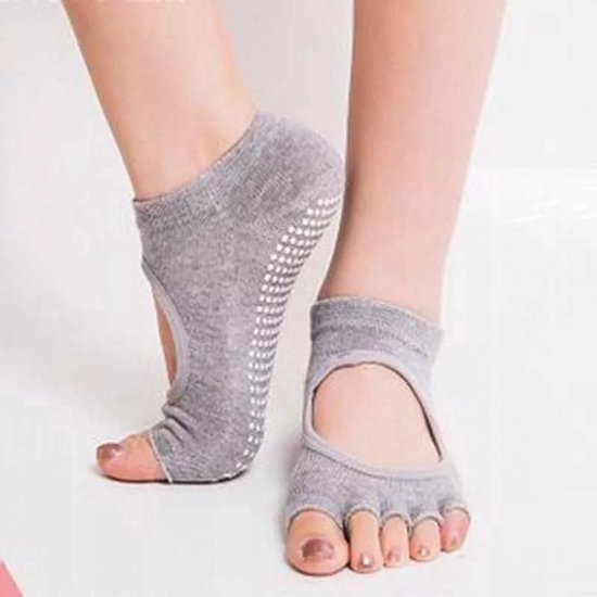Finnacle - Open Toe, Open Instep, Anti-slip Sports Yoga Sokken - Maat: 34 - 39 (EUR) - Lichtgrijs van Merkloos