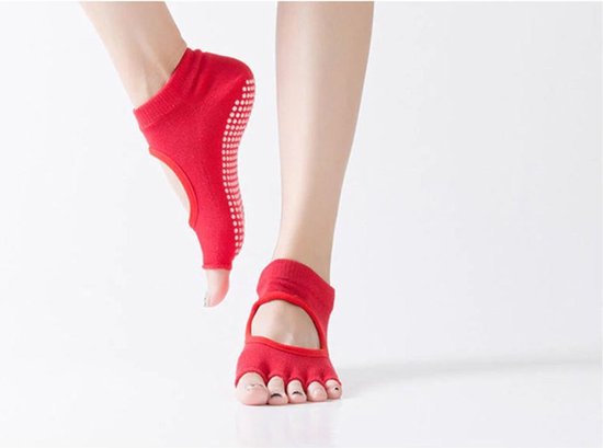 Finnacle - Vrouwen Sport-Yoga-Sokken: \Rood \Anti-Slip \Gym-Fitness \Pilates-Dans \Professionele Slippers van Finnacle