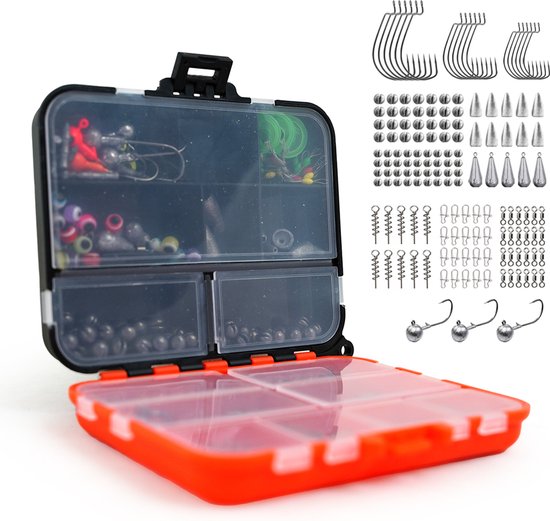 Fish-Xpro Haak & Lood set 201-Delig - Vishaken - Vislood -Wartels - Jighaken - Incl. Tacklebox - van Fish-Xpro