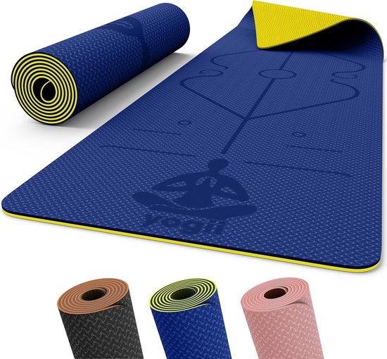 Fitnesmat - Blauw - 183 x 61 x 0,6 cm - Milieuvriendelijk - Voor Yoga en Fitness