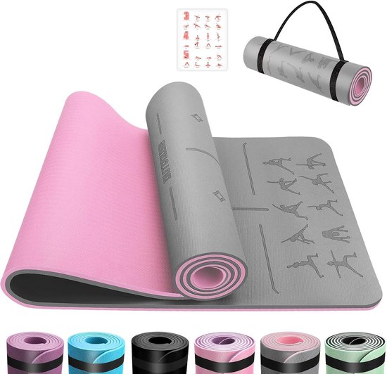 Fitnesmat - Grijs - 183 x 61 cm - Antislip en huidvriendelijk - Voor Yoga en Fitness