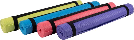 Fitness- en Yogamat - 173 x 61 x 0,3 cm - Pilates Mat - Sportmat met Antislip Structuur - Fitnessmat voor Yoga en Grondoefeningen - Lichtgewicht en Oprolbaar - 1 Willekeurige Kleur