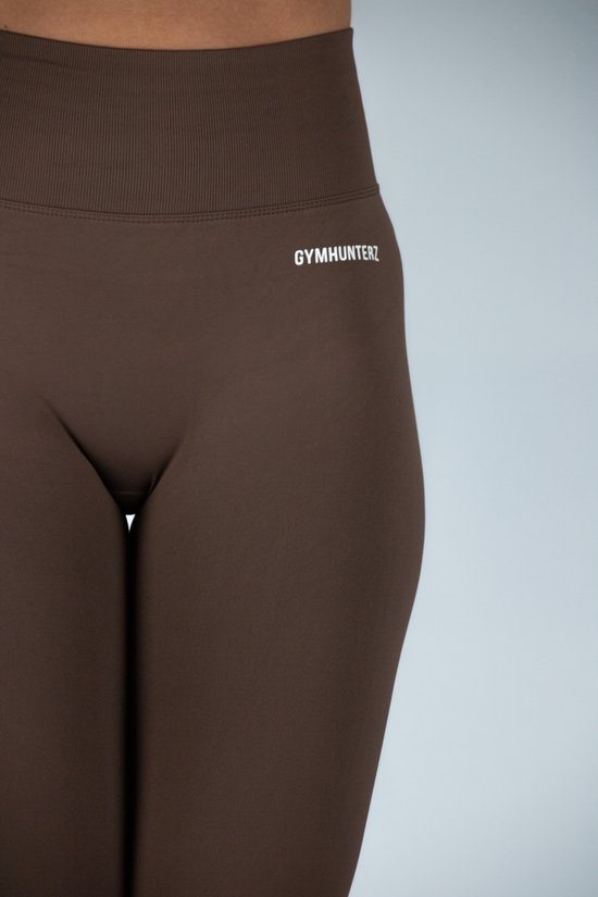 Fitness legging - Legging hoge taille - Legging Gym Sport - Hardloop - Yogabroek voor dames - Sneldrogend, ademend en rekbaar - Spandex / Nylon - Kleur bruin - Maat L van Merkloos