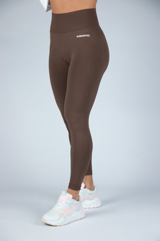 Fitness legging - Legging hoge taille - Legging Gym Sport - Hardloop - Yogabroek voor dames - Sneldrogend, ademend en rekbaar - Spandex / Nylon - Kleur Bruin - Maat M