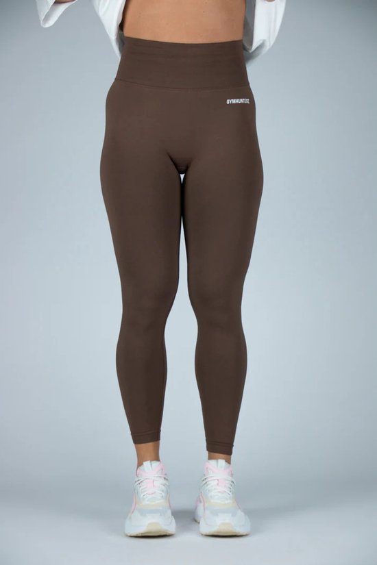 Fitness legging - Legging hoge taille - Legging Gym Sport - Hardloop - Yogabroek voor dames - Sneldrogend, ademend en rekbaar - Spandex / Nylon - Kleur Bruin - Maat XS