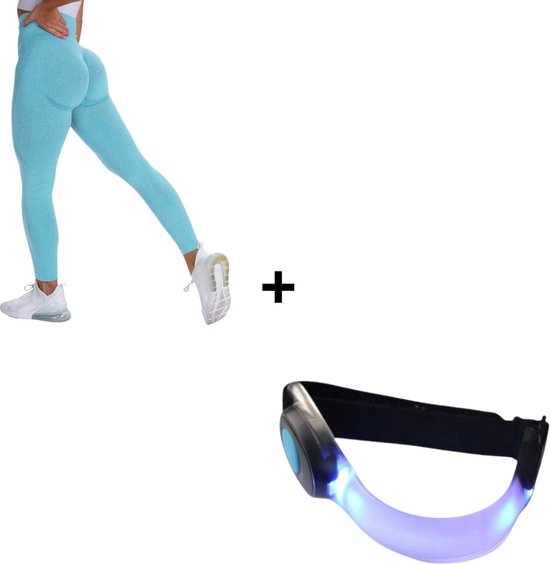 Fitness Legging + Verlichting - Sportlegging Dames - Yoga Legging - High Waist Legging - Yoga Kleding Dames - Yoga Broek Dames - Sportkleding Dames - Sportbroek Dames - Legging & Shapewear Dames - Perform Legging | Licht Blauw | M van Perform