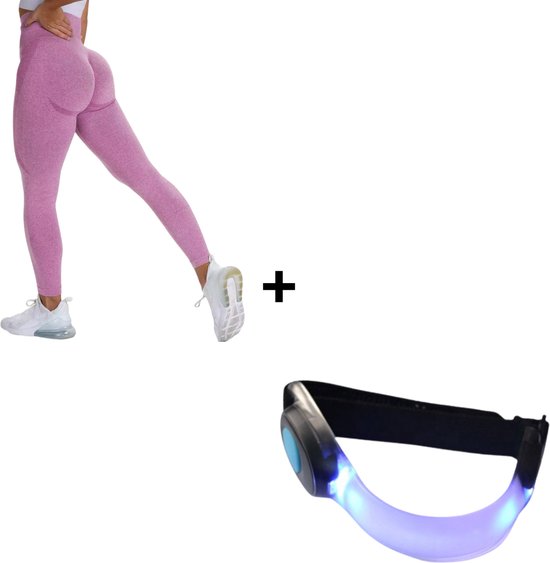 Fitness Legging + Verlichting - Sportlegging Dames - Yoga Legging - High Waist Legging - Yoga Kleding Dames - Yoga Broek Dames - Sportkleding Dames - Sportbroek Dames & Meisje - Legging & Shapewear Dames - Perform Legging | Roze | Maat M van Perform