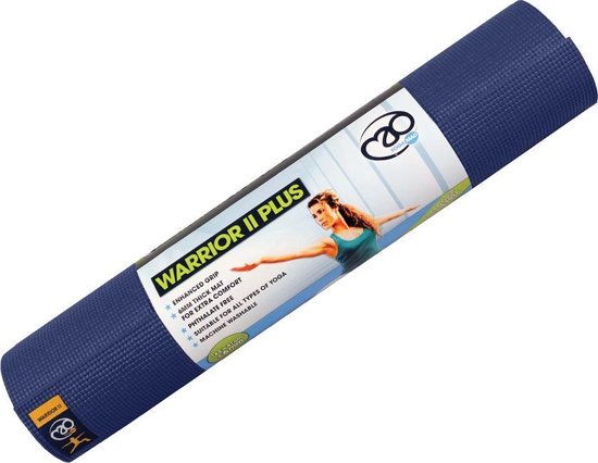 Fitness Mad - Warror II Plus - Yoga Mat - Blauw - 183 x 61 x 0.6 cm van Fitness Mad