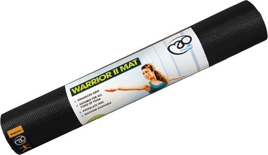 Fitness-Mad yoga mat Warrior II 4mm zwart 183cm x 61cm antislip.