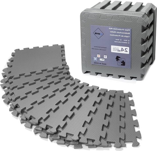 Fitness Vloerbeschermingsmat - Microvezel Handdoek Inbegrepen - 24 Stuks - Antislip Puzzelmat - 32x32cm - EVA Schuim Tegels - Sportschool Gymnastiek Training Yoga. van Minoshion