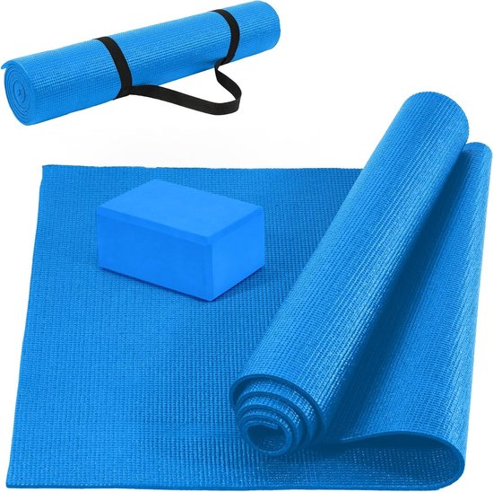 Fitness Yogamat - Oefenmat Pilatesmat - Thuis Sporten - Nooit Scheurend Ontwerp - 025 Inch Dik - Blauw
