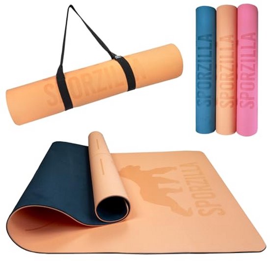 Fitness Yogamat - Trainingsmat Extra Breed - Gewrichtsvriendelijk Trainen - Antislip Hulplijnen - 80 cm Breed 8 mm Dik