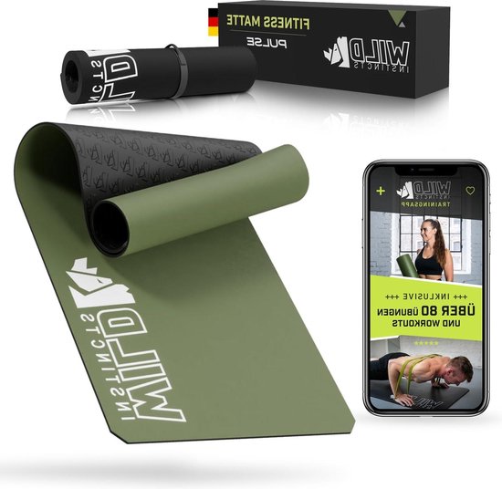 Fitnessmat 185 cm x 66 cm en 7 mm dik - Antislip Trainingsmat voor Thuis - Sportmat Voor Thuis Fitness - Yoga - Wild Instincts® van Wild Instincts®