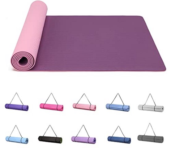 Fitnessmat Antislip - Yogamat en Gymnastiekmat - Trainingsmat voor Yoga, Pilates en Workout - Sportmat met Draagriem