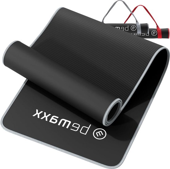 Fitnessmat + Draagriem - Extra dikke sportmat - Gymnastiekmat antislip - Trainingsmat - Yogamat - Pilatesmat - Gymmat - Yoga Fitness - Sport - Gymnastiek Workouts - 183x61cm Zwart van Avento