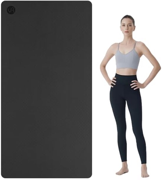 Fitnessmat - Grote sportmat - Thuis sporten - Extra dik en breed - 195x90cm - Zwart