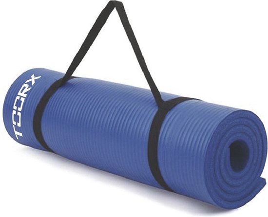 Fitnessmat - Toorx Fitness Yogamat - Sportmat gemaakt van zacht foam - 172 x 61 x 1,2cm - Blauw - Incl. handige draagriem