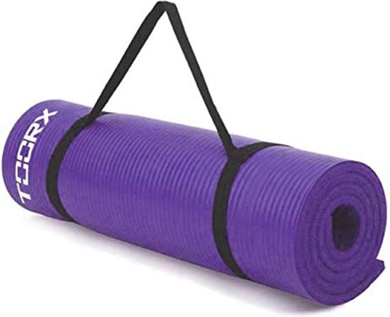 Fitnessmat - Toorx Fitness Yogamat - Sportmat gemaakt van zacht foam - 172 x 61 x 1,2cm - Paars - Incl. handige draagriem van Toorx