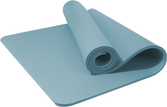 Fitnessmat - Yogamat - Sportmat - 185x80x1.5 cm - Antislip - Extra dik - Inclusief opbergtasje en draagriem - Blauw van Merkloos
