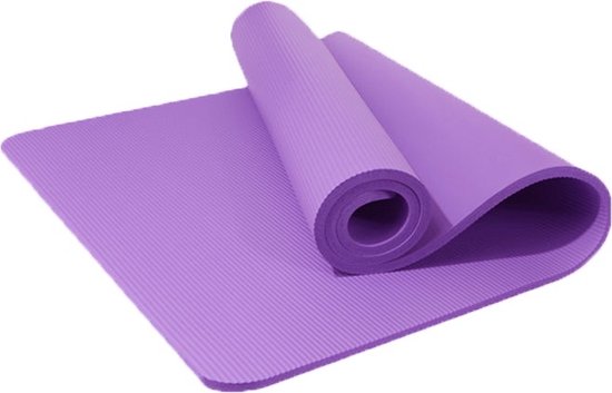 Fitnessmat - Yogamat - Sportmat - 185x80x1.5 cm - Antislip - Extra dik - Inclusief opbergtasje en draagriem - Paars van Merkloos