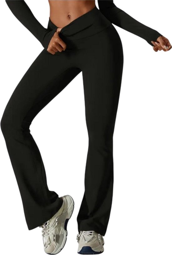 Flare Leggings Vrouwen Maat S - Hoge Taille Yoga en Fitness Broek, Bell-Bottoms Stretch Gym Broek voor Sport, Casual Wear, Wandelen en Hardlopen van Merkloos