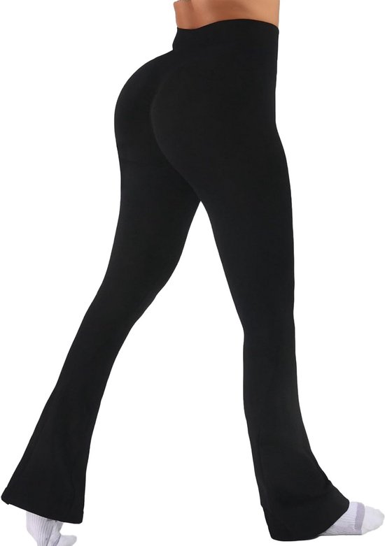 Flared Hoge Taille Yogabroek voor Dames - Onzichtbare Scrunch Butt Leggings, Push-Up Gymlegging van Merkloos