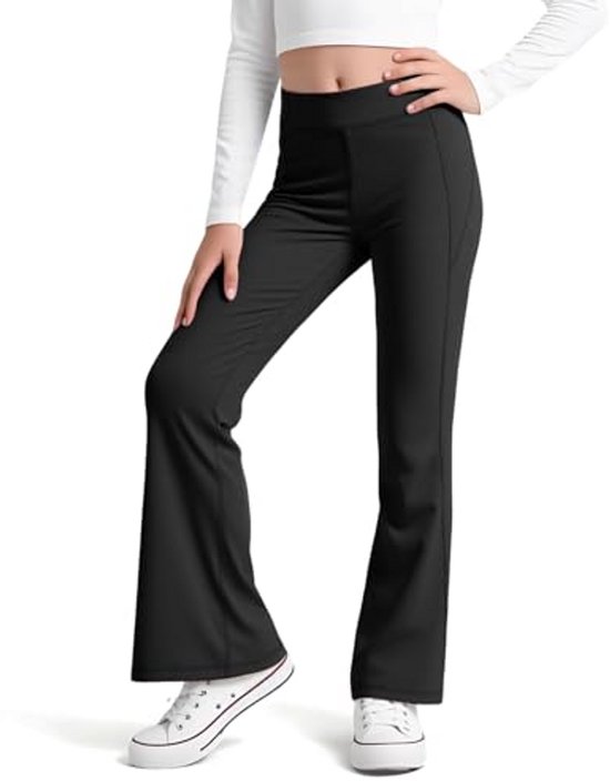 Flared Leggings voor Meisjes – Sportieve Yoga Broeken met Hoge Taille – Ideaal voor Dans en Gym – Maten 110-164 van Merkloos