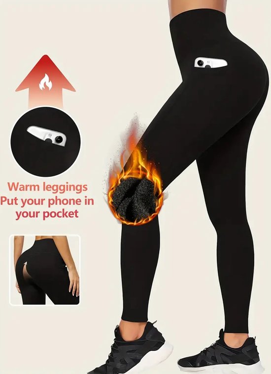 Fleece Pocket Legging - Winter - Warme Legging - met Zakken - Super Comfortabel - Billift - Sport legging - Extra Warm van $