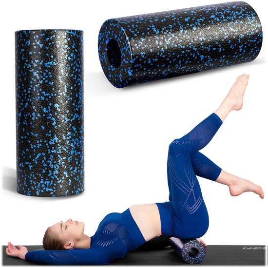 Foam roller voor oefeningen 33x14 cm NS-954 zwart-blauw van Pure2Improve