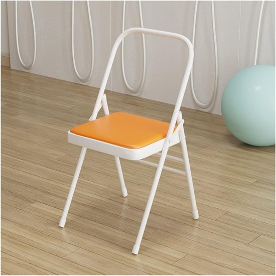 Foldable Double Bar Yoga Chair Backless Yoga Chair with Non-Slip Foot Pads, Balance Handstand, Training Aid for Push-ups/Core Workouts (Orange)