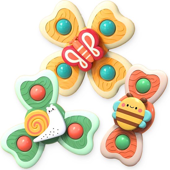 Frummel Fidget Spinners XL met Zuignap - Badspeelgoed - Sensorisch speelgoed - Fidget Toys - Badspinner - Fidget Spinner voor op Autoraam - 3 stuks van Frummel