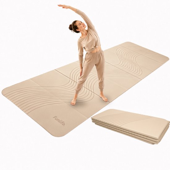 FunLife 7-Delige Opvouwbare Yogamat 190 x 66 cm - 10 mm Dik - Antislip Fitnessmat voor Yoga, Pilates en Thuis Workout - Soft Flow