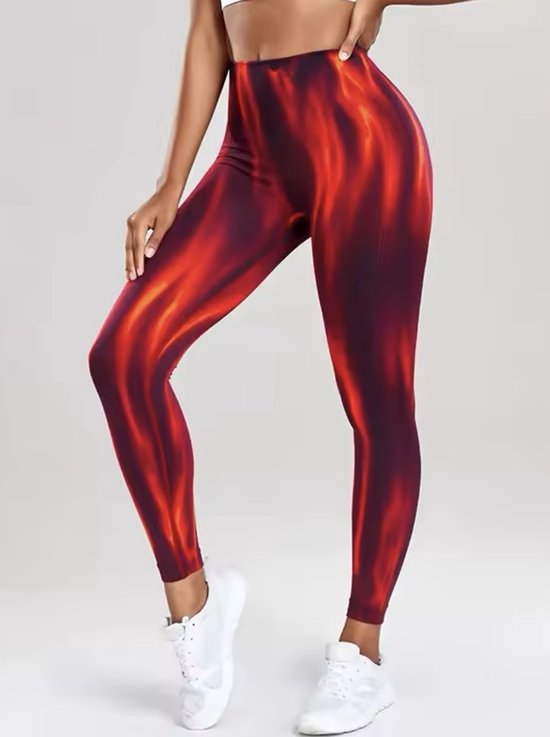 Fury Gym Legging - Maat L - Rood - Red - Sportlegging - Sportkleding - Gymlegging - Fitness legging - Yogalegging - Yogakleding