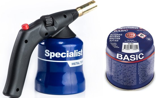 Gasbrander met 1 gaspatroon Specialist+ Met Piezo Ontsteking, Metalen behuizing van Hofftech