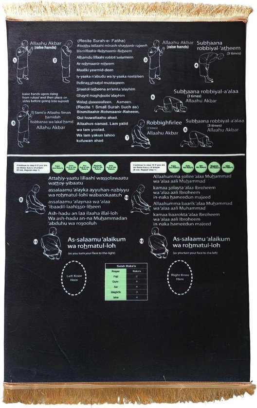 Gebedsmat - Islamitische Mat - Salah Meditatie - Geïllustreerde Gids - 70x110 cm - C