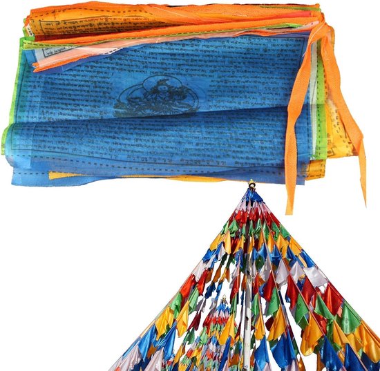 Gebedsvlaggen Set - Spirituele Banners - Meditatie Decoratie - Sterk Materiaal - 20 Stuks - Traditioneel Kleurrijk
