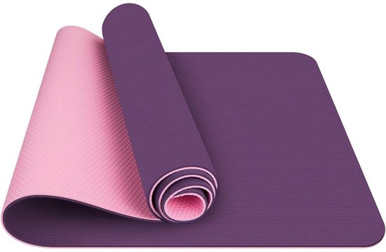 GELLDG Yogamat - Gymnastiekmat - Verdikt antislip - Geschikt voor fitness, pilates en gymnastiek - Paars - 183×61×0,6 cm