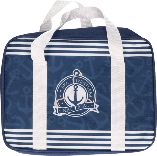 Gerimport kleine koeltas voor lunch - blauw met leuke print - 28 x 9 x 22 cm 5 liter van Gerimport
