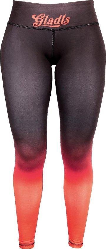 Gladts - Legging - Met topje - Dames - Zwart/rood - 2-delig - Maat S - Legging dames - Legging meisje - Legging dames volwassenen - Leggings - Legging sport dames van Gladts