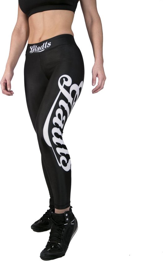 Gladts - Legging - Met topje - Dames - Zwart/Wit- 2-delig - Maat M - Legging dames - Legging meisje - Legging dames volwassenen - Leggings - Legging sport dames van Gladts
