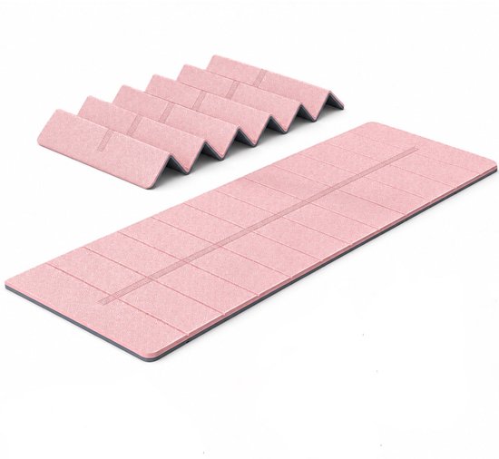 Gloovon® Opvouwbare Yogamat - Fitnessmat - Dubbelzijdige Antisliptextuur - Hoogwaardig Milieuvriendelijk TPE - 183x61cm - Roze