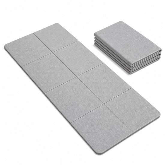 Gloovon® Opvouwbare Yogamat - Fitnessmat met Anti-slip & Waterbestendig TPE - Voor Pilates en Gymnastiek - Grijs - 183x60x0,6cm