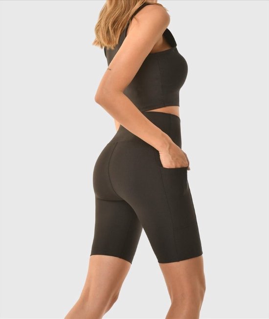 Go Go Gadget - Korte Sportlegging - Met zakken - Unisex - Yoga - Fitness - Zwart - Maat M van Go Go Gadget