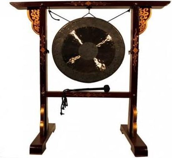 Gongstandaard voor gongs tot 40 cm - 83x85 - Hout van Tingsha Tibet.