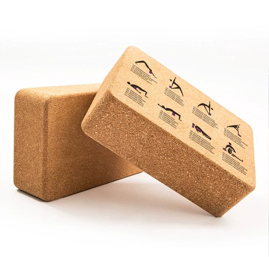 GOODEVN Premium 2-Pack Portugese Kurk Yogablokken Set - 100% Natuurlijk Kurk - Eco-Friendly Yoga Accessoires voor Balans & Ondersteuning van Merkloos