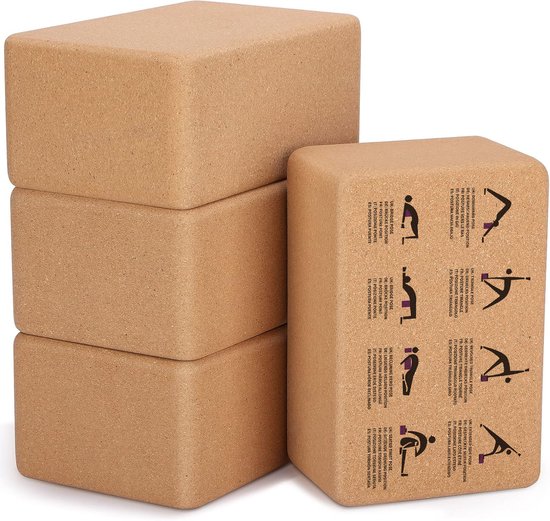 GOODEVN Premium 4-Pack Portugese Kurk Yogablokken Set - 100% Dichte Kurk | Extra Dik (7cm) voor Maximale Stabiliteit | Eco-Friendly Yoga Accessoires voor Beginners & Gevorderden van Merkloos
