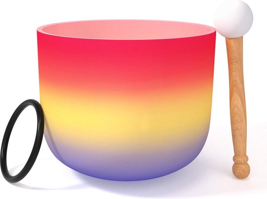 Goodivery ® Kristallen Klankschaal voor Meditatie en Heling met Regenboog Rood Wortelchakra Geluid van Goodivery