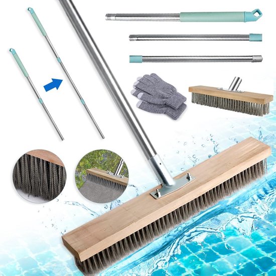 Goodivery ® Veelzijdige Stalen Bezem met Verstelbare Steel voor Reinigen van Diverse Oppervlakken van Goodivery